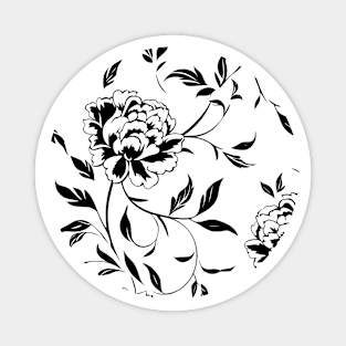 Pretty black floral pattern Magnet